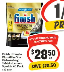 IGA Finish Ultimate Plus All in One Dishwashing Tablets Lemon Sparkle offer