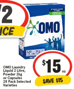 IGA OMO Laundry Liquid, Powder or Capsules Selected Varieties offer