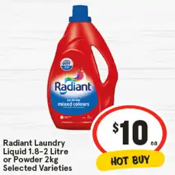 IGA Radiant Laundry Liquid or Powder Selected Varieties offer