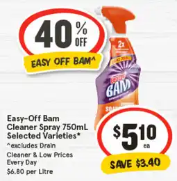 IGA Easy-Off Bam Cleaner Spray Selected Varieties offer