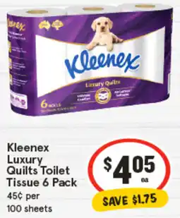IGA Kleenex Luxury Quilts Toil Tissue offer