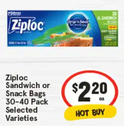 IGA Ziploc Sandwich or Snack Bags Selected Varieties offer