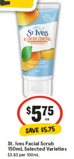IGA St. Ives Facial Scrub Selected Varieties offer