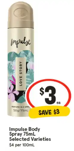 IGA Impulse Body Spray Selected Varieties offer