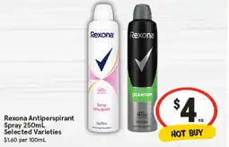 IGA Rexona Antiperspirant Spray Selected Varieties offer