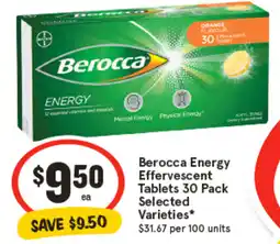 IGA Berocca Energy Effervescent Tablets offer