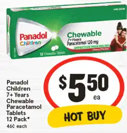 IGA Panadol Children 7+ Years Chewable Paracetamol Tablets offer