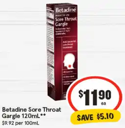 IGA Betadine Sore Throat Gargle offer