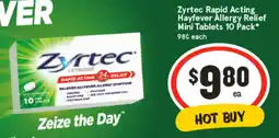 IGA Zyrtec Rapid Acting Hayfever Allergy Relief Mini Tablets offer