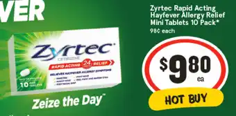IGA Zyrtec Rapid Acting Hayfever Allergy Relief Mini Tablets offer