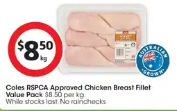 Coles Coles rspca approved chicken breast fillet value pack offer