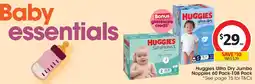 Coles Huggies ultra dry jumbo nappies offer