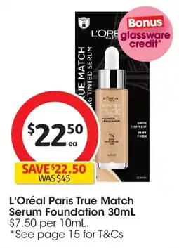 Coles L'oréal paris true match serum foundation offer