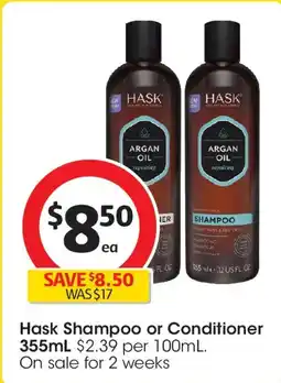 Coles Hask shampoo or conditioner offer