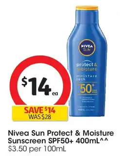 Coles Nivea sun protect & moisture sunscreen offer