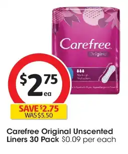 Coles Carefree original unscented liners offer