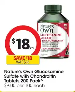 Coles Nature's own glucosamine sulfate with chondroitin tablets offer