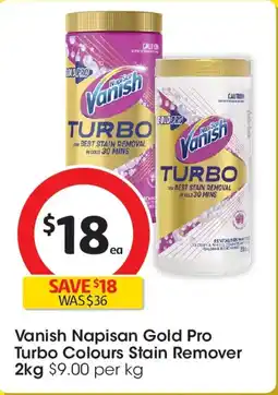 Coles Vanish napisan gold pro turbo colours stain remover offer
