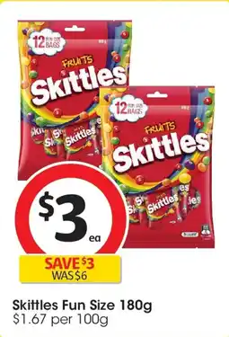 Coles Skittles fun size offer