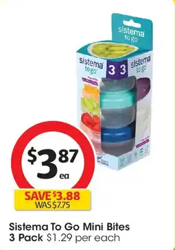 Coles Sistema to go mini bites offer