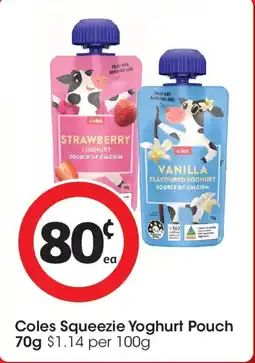 Coles Coles squeezie yoghurt pouch offer