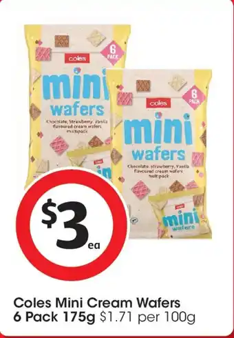 Coles Coles mini cream wafers offer