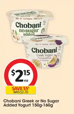 Coles Chobani greek or no sugar added yogurt offer