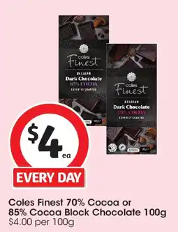 Coles Coles finest cocoa or cocoa block chocolate offer