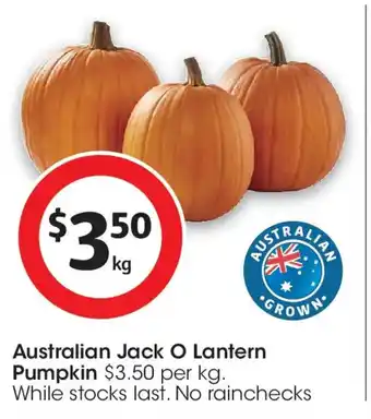 Coles Australian jack o lantern pumpkin offer