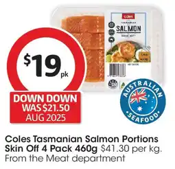 Coles Coles tasmanian salmon portions skin off offer