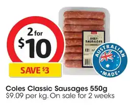Coles Coles classic sausages offer