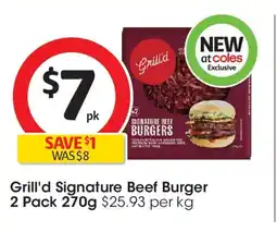Coles Grill'd signature beef burger offer