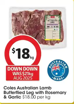 Coles Coles australian lamb butterflied leg with rosemary & garlic offer