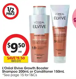 Coles L'Oréal Elvive Growth Booster Shampoo or Conditioner offer