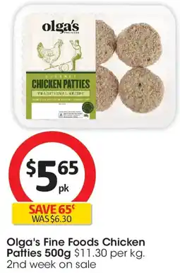 Coles Olga's Fine Foods Chicken Patties offer