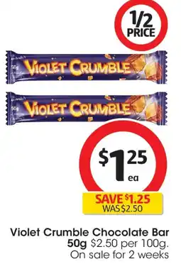 Coles Violet Crumble Chocolate Bar offer