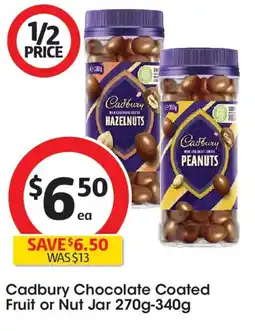 Coles Cadbury Chocolate Coated Fruit or Nut Jar offer