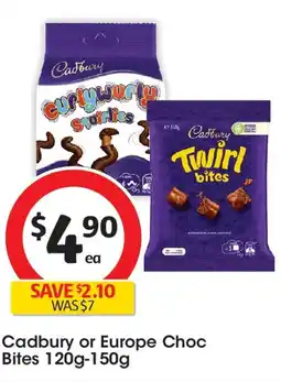 Coles Cadbury or Europe Choc Bites offer