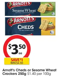 Coles Arnott's Cheds or Sesame Wheat Crackers offer