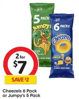 Coles Cheezels 6 Pack or Jumpy's 5 Pack offer