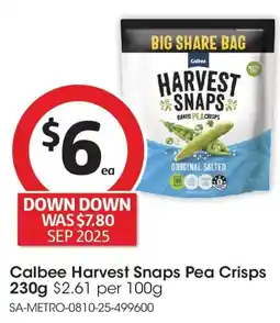 Coles Calbee Harvest Snaps Pea Crisps offer