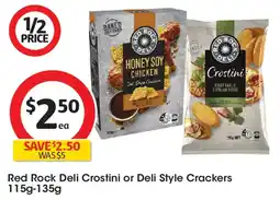 Coles Red Rock Deli Crostini or Deli Style Crackers offer