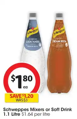 Coles Schweppes Mixers or Soft Drink offer
