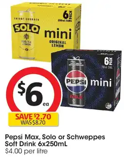 Coles Pepsi Max, Solo or Schweppes Soft Drink offer