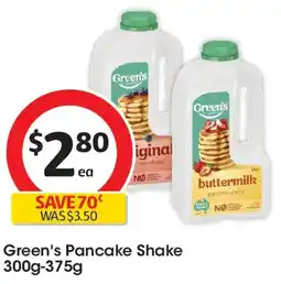 Coles Green's Pancake Shake offer