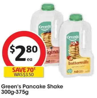 Coles Green's Pancake Shake offer