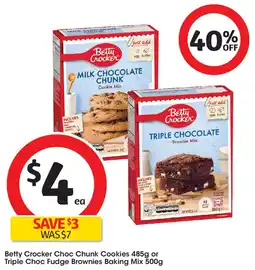 Coles Betty Crocker Choc Chunk Cookies or Triple Choc Fudge Brownies Baking Mix offer