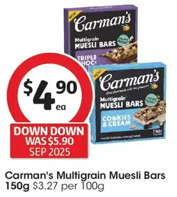 Coles Carman's Multigrain Muesli Bars offer