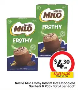 Coles Nestlé Milo Frothy Instant Hot Chocolate Sachets offer