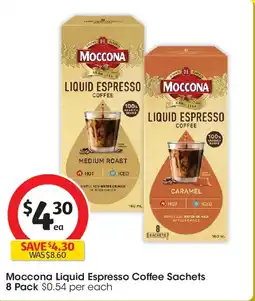 Coles Moccona Liquid Espresso Coffee Sachets offer